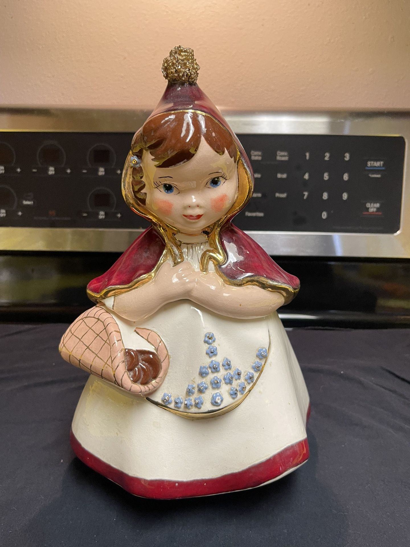 Vintage Hull Little Red Riding Hood, Cookie Jar, Gold Trim, And Custom Details 1953