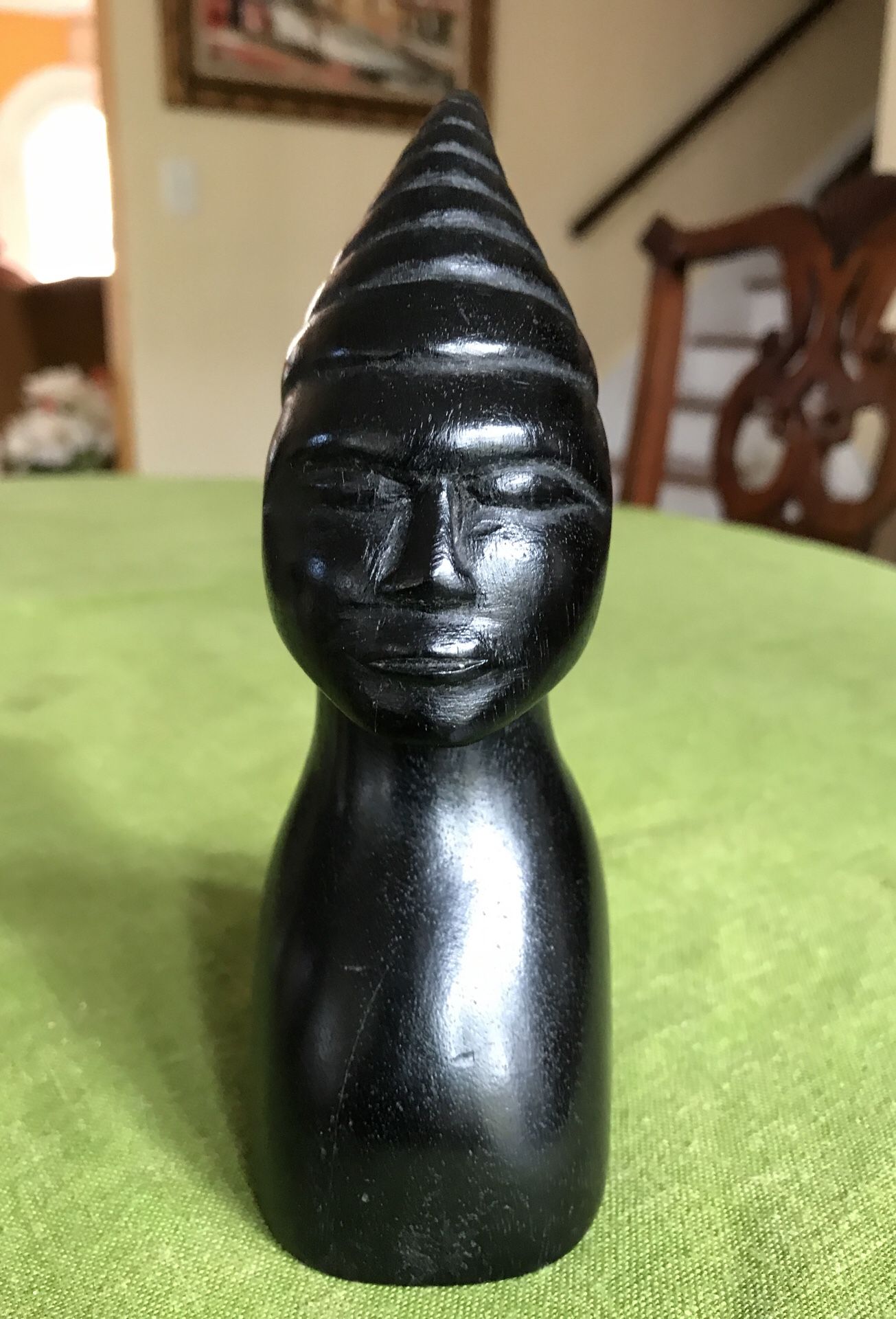 Carved wood African statue standing 6 1/2 inches tall