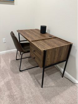 Vintage desk with leather chair