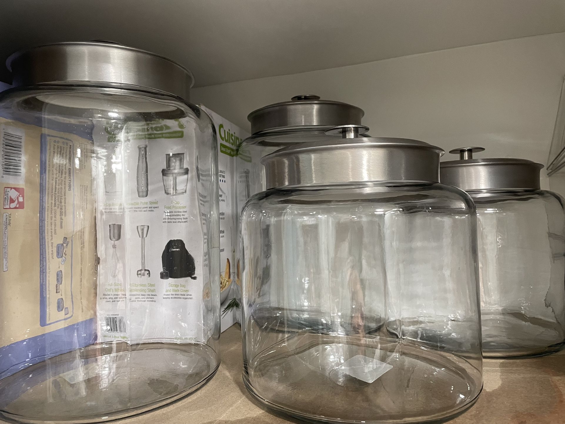 4 big glass containers - dry storage