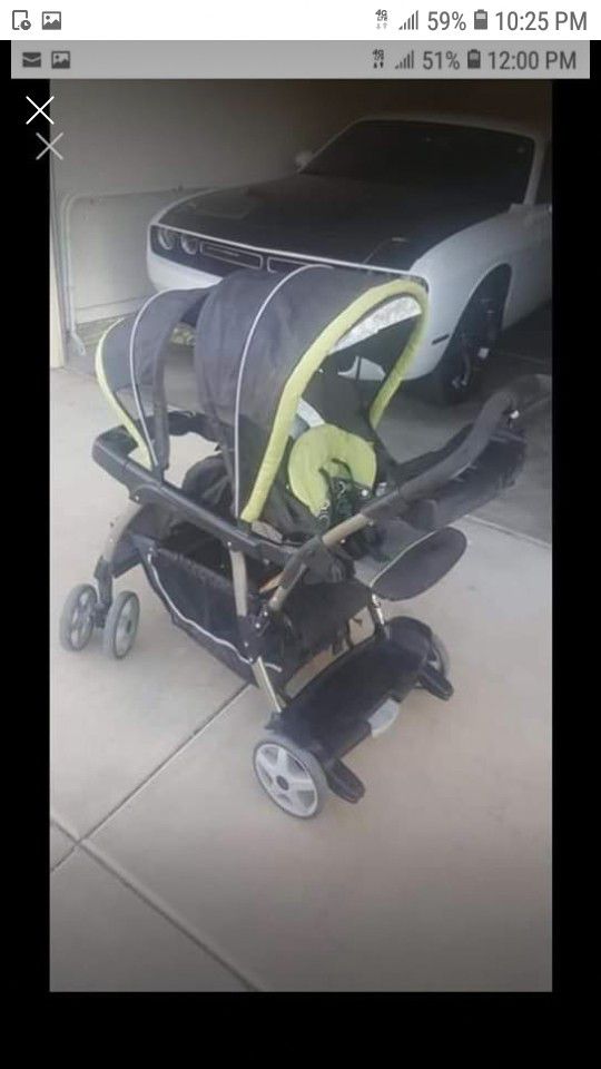 Double stroller graco sit an stand