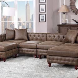 Brown Modular Sectional Sofa 