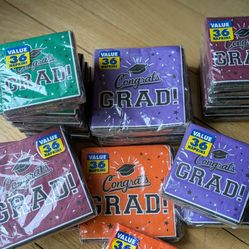 24 packs Graduation Beverage Napkins Green/ purple / orange/ burgundy (36 Count) ea pack $2
