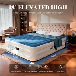 VOSS 18" Elevated Queen Air Mattress with Built-In Pump