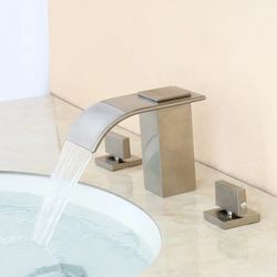 Milly Modern 2-Handle Deck Mounted Waterfall Widespread Bathroom Sink Faucet