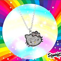 Hello Kitty Sanrio Necklace Crystal Rhinestone Pendant Charm Jewelry Kawaii