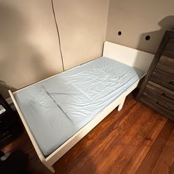 SLÄKT Ext bed frame with slatted bed base, white, 38 1/4x74 3/4 "