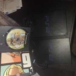 Ps2 With Cords And Game