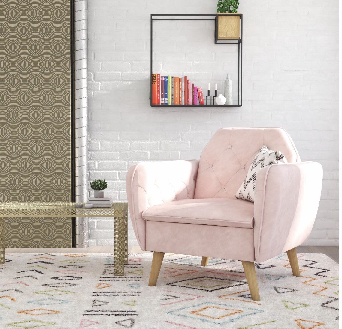 NEW Pink Velvet Memory Foam Chair