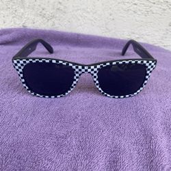 Vintage Black And White Checkered Sunglasses.