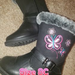 Butterfly Boots With Faux Fur KIDS SIZE 8C