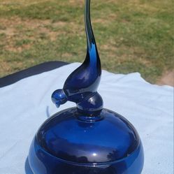 MCM Viking Glass Blue Bird Dish