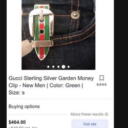 Gucci  Buckle Money Clip Sterling Silver + Enamel Made In Italy