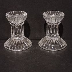 Vintage Glass Candle Holders Pair