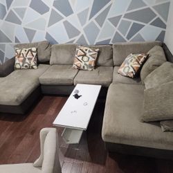 Large Brown Microfiber Sectional Sofa with Chaise – Super Comfortable