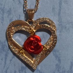 Rinesthone Necklace “I Love You” Engraved. New!!