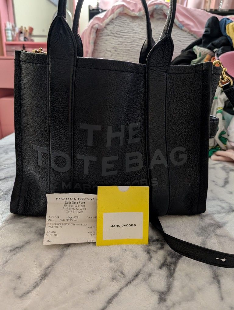 Black Leather Tote Bag