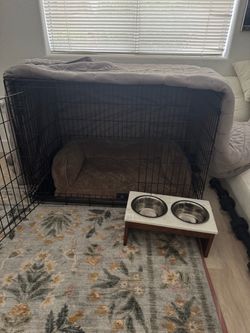Dog Care Bundle: Large Crate, Bed and Dog Bowl Set
