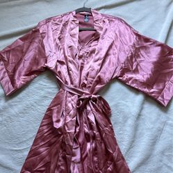 Silky Sexy Pink Robe, With Dress Underneath