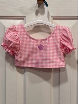 Cat & Jack Pink Gingham Shell Swim Top Size 2T NWOT