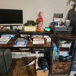 Computer Desk, Chair, Monitor and Laptop Extended Monitor