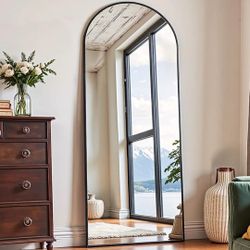 70 x 26 Inch Arch Full-Length Mirror: Full-Body Floor Mirror with Stand - Black Frame