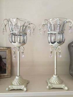 Candle holders - vintage , shabby chic