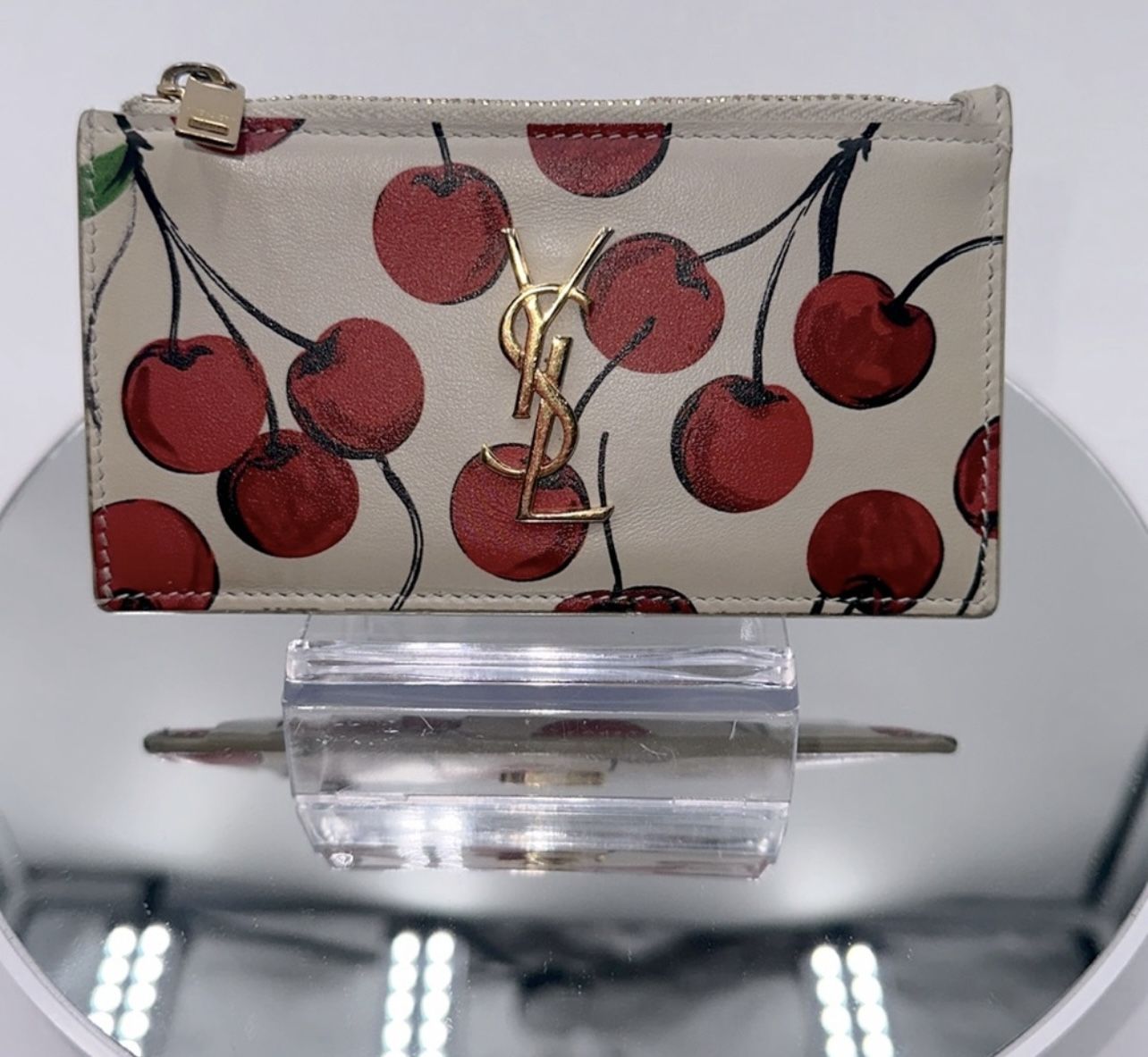 YSL Saint Laurent Cherry White Card Holder