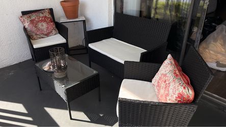 Black Wicker Outdoor Patio Furniture Set
