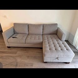 Gray Sectional  With Storage 