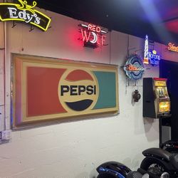 Antique Pepsi Sign 6ft by 3ft Super Large Great piece 40+ Years old