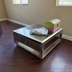Mirrored center Table With Drawers