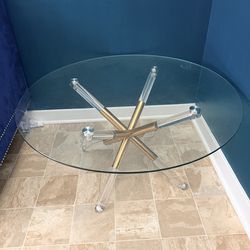 Round Glass Gold coffee Table