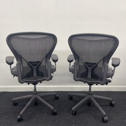 LIKE NEW HERMAN MILLER CLASSIC AERON CHAIRS SIZE B WITH POSTURE FIT SUPPORT $475  EACH