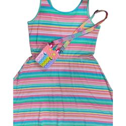 Striped Sleeveless Summer Dress + FREE Mini Unicorn Pop Purse