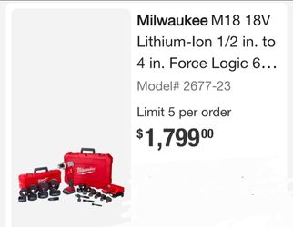Milwaukee M18 6-Ton knockout kit,battery, charger included, NEW