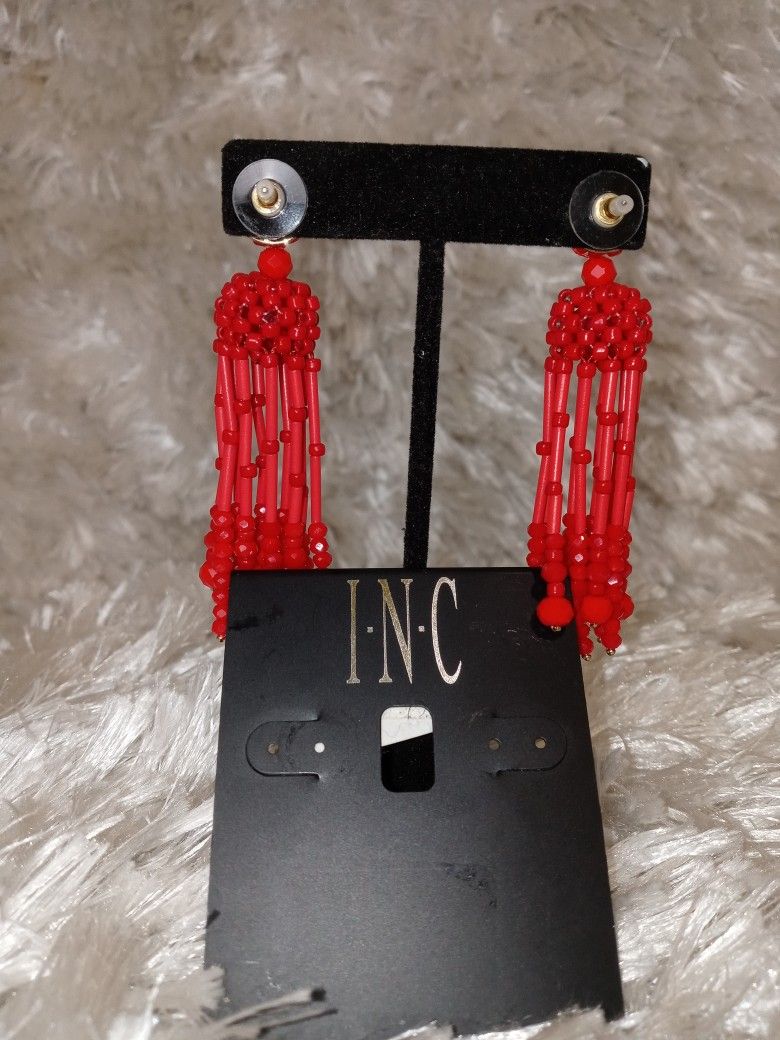 Red beaded tassel I.N.C earrings