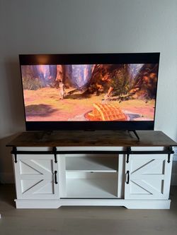 Modern Farmhouse TV Stand / Media Console with Sliding Barn Doors