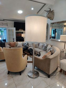 Oversized Modern Floor Lamp - 78" Tall with 31" x 28" Drum Shade