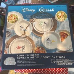  Corelle Vitrelle 16-Piece Dinnerware Set, Triple Layer Glass  and Chip Resistant, Lightweight Round Plates Bowls Disney's Mickey Mouse -  The True Original White : Home & Kitchen