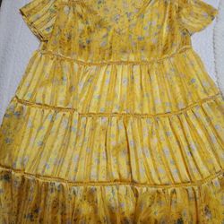 Urban Outfitters Pippa Chiffon Yellow Dress Small