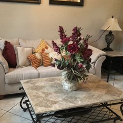 Living Room Set  Couch Tables And Lamps Excellent Condition Jo