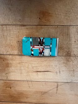 Hand crafted vintage turquoise money clip