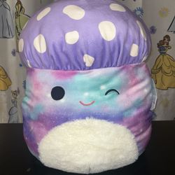 Squishmallow Unai Cosmic Galaxy Purple Mushroom 16 Inch with Polka Dot Cap NWT