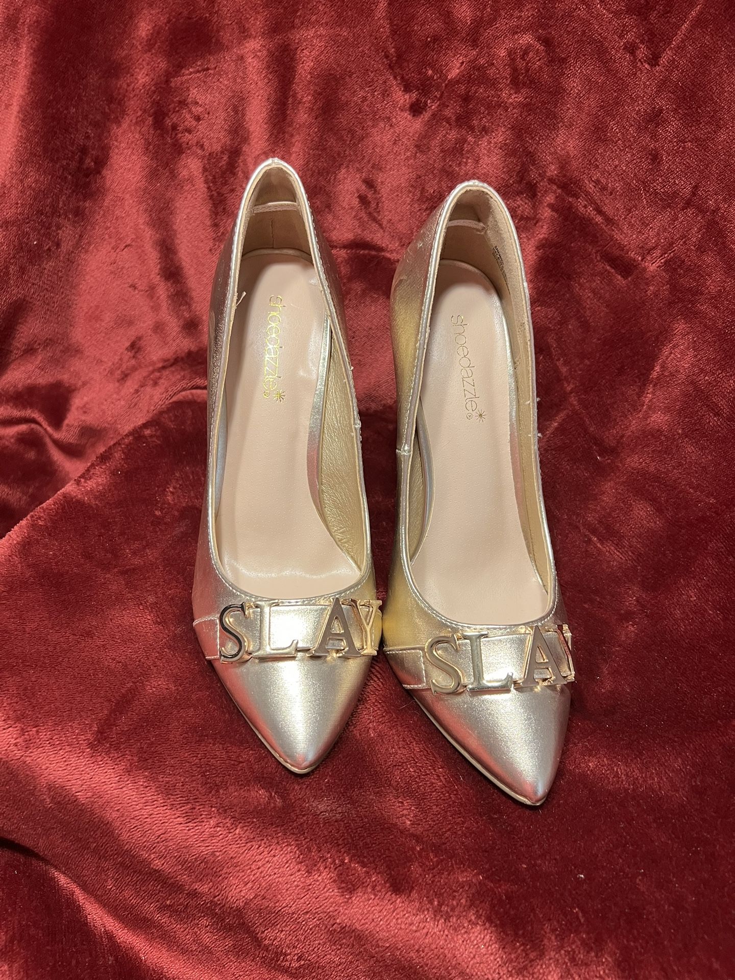 Gold SLAY Strap High Heel Slingback’s Size: 7.5 *NEW*