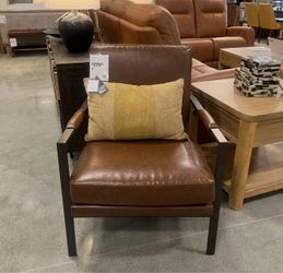 Brown Leather Accent Chair – Modern & Stylish – $175 OBO