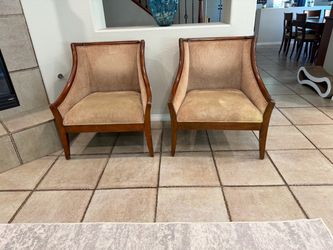 Pair of Upholstered Accent Chairs with Wood F by rame