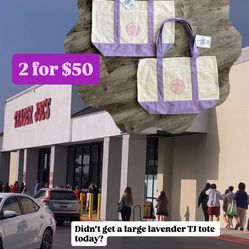 2 Large Lavender Trader Joe’s Reusable Tote $50