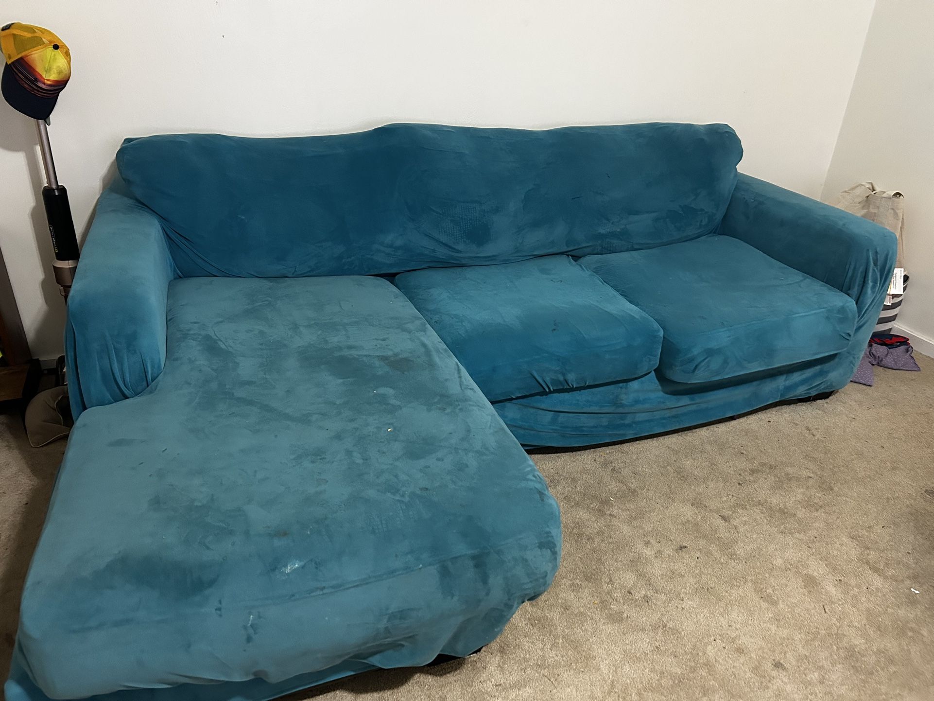 Comfy teal sectional sofa
