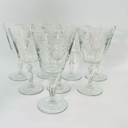 Vintage Libbey Rock Sharpe Jefferson Crystal Water Goblets Set of 8 Etched Star